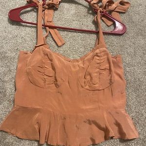 Blush pink top with tied straps